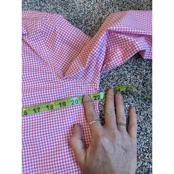 Chaps No Iron Women's Pink White Gingham 3/4 Sleeve Blouse Button-up XLP - Picture 4 of 6